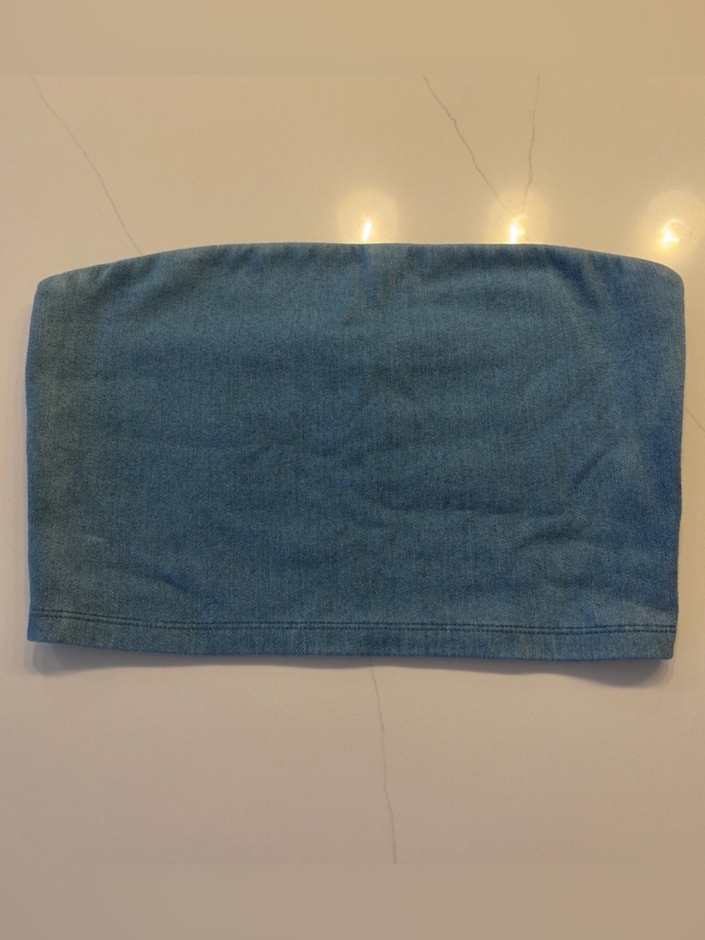 Susana Monaco Denim Blue Strapless Crop Top